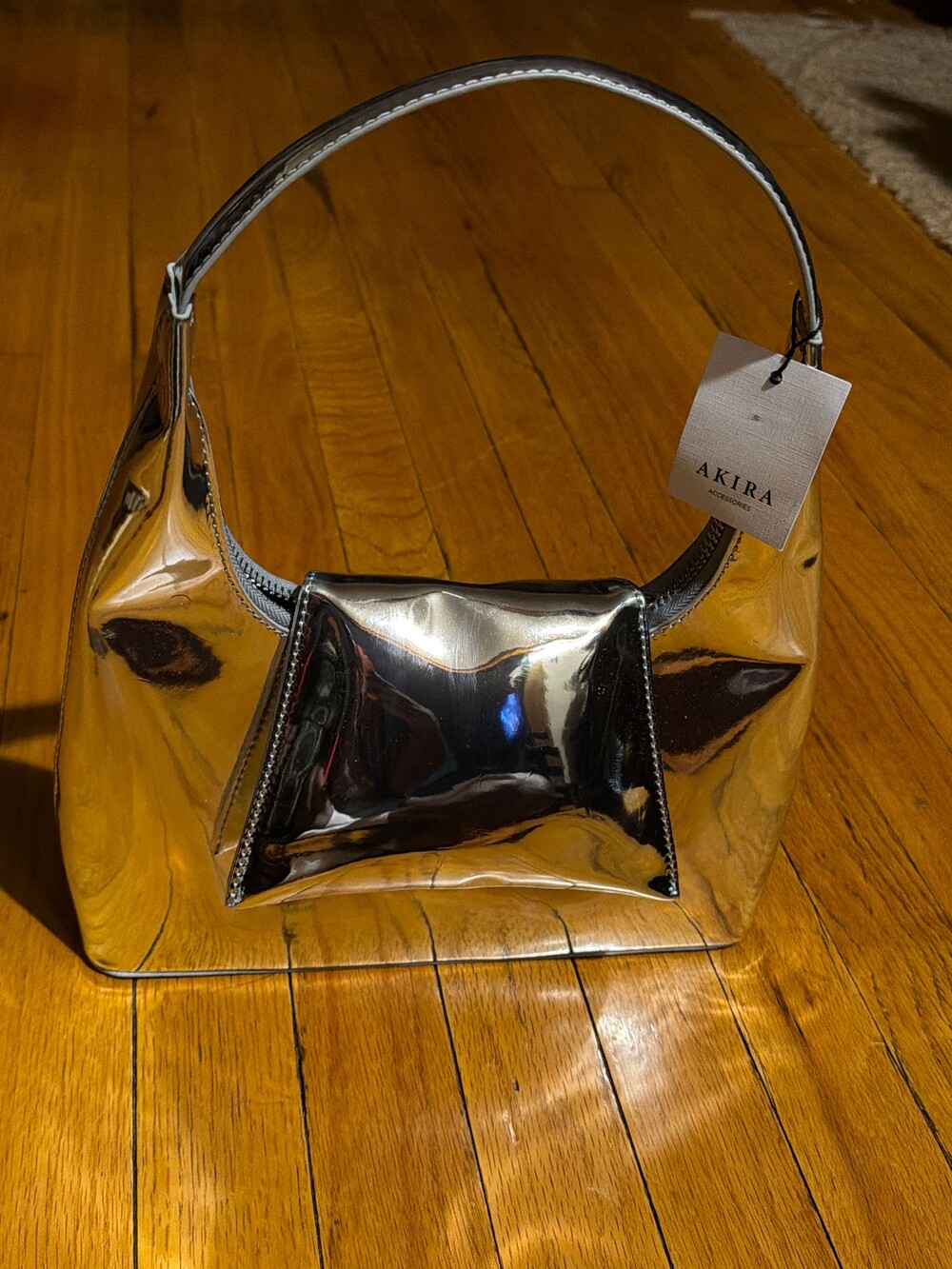 Akira Accessories Metallic Silver Bag Shoulder Strap
